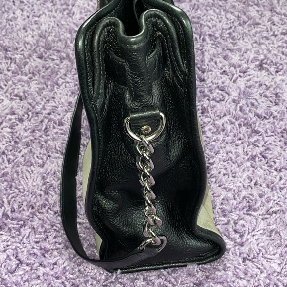 AUTH Michael Kors Large Hamilton Center Stripe Colorblock Suede Satchel Purse - Picture 5 of 13